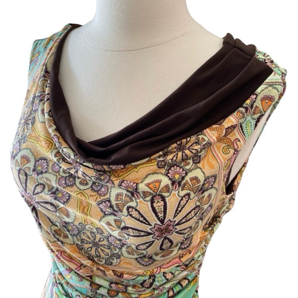 Ruched Mini Body Con Dress Paisley Print Y2K Style - Picture 3 of 11